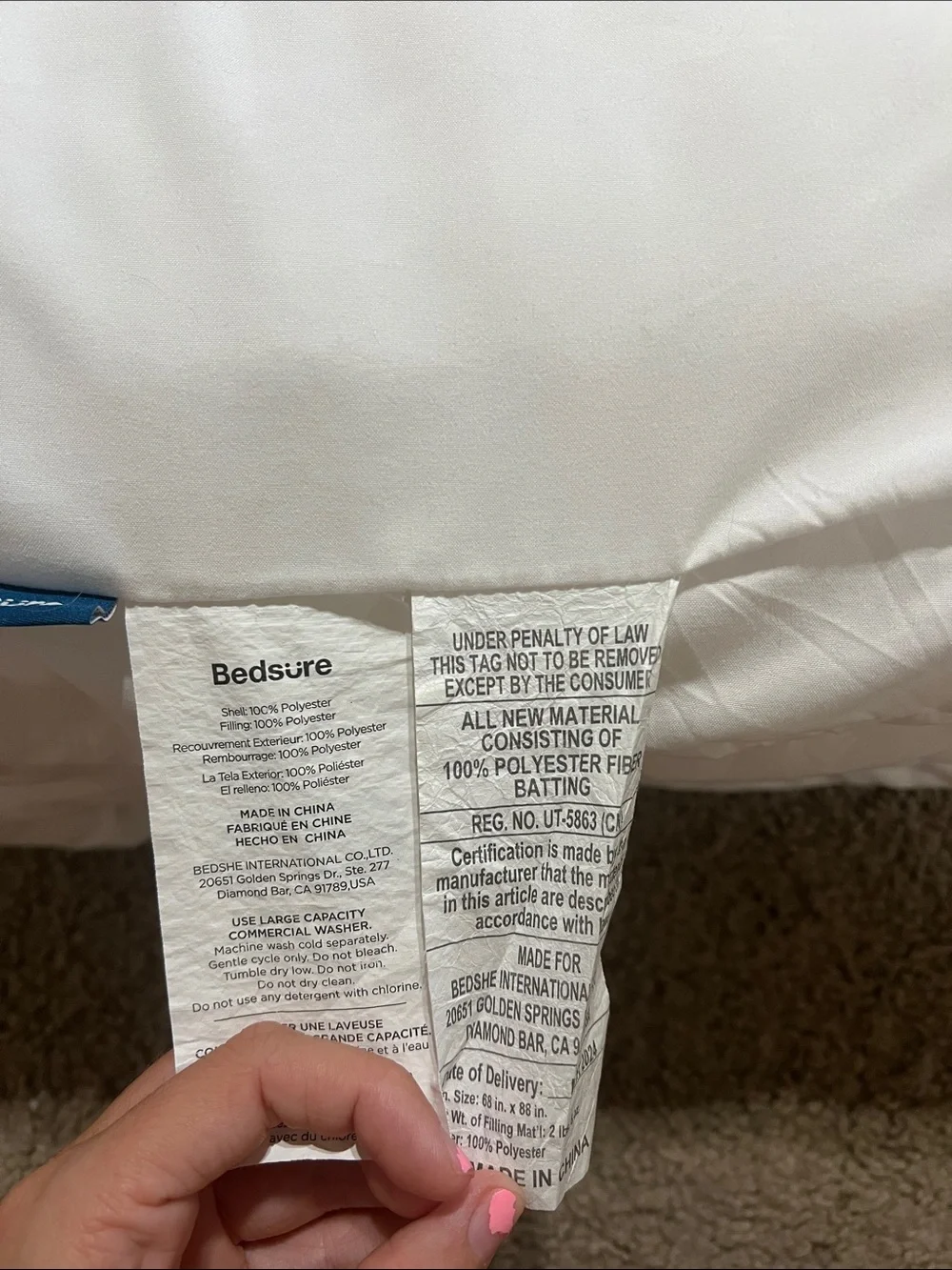 White duvet insert